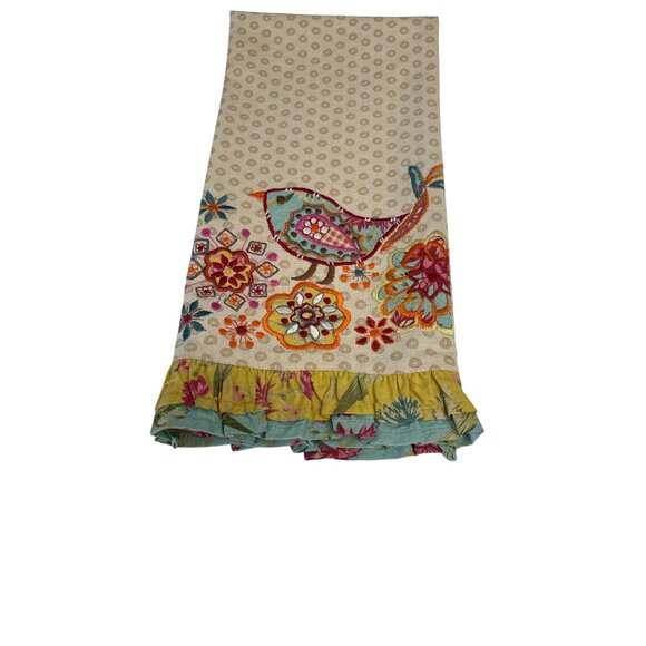 Set of 2 Artistic Accents Embroidered Cotton Kitchen Towels – Bird & Rabbit Moti - Picture 3 of 15